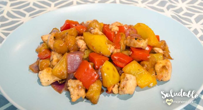 Pollo con salsa agridulce versión baja en grasa