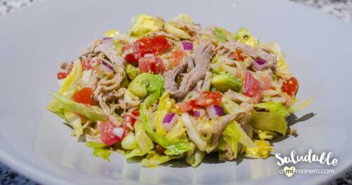 Salpicón de res, una ensalada con carne deshebrada