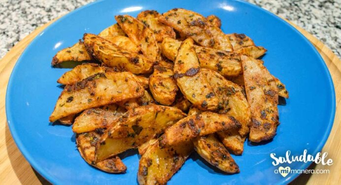 Papas gajo al horno con mostaza y hierbas